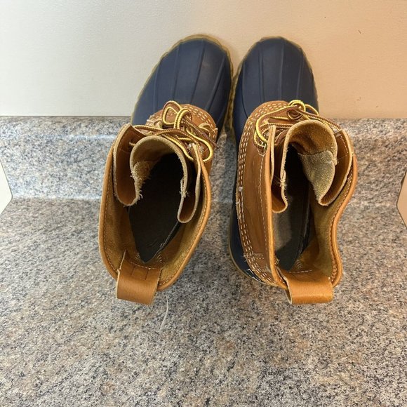 LL BEAN Duck Boots Maine Hunting Shoe Womens Size 7 Brown / Blue GUC - Picture 12 of 12